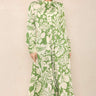 Love Sunshine Green Abstract Floral Pleated Skirt High Neck Maxi Dress LS-9099LL