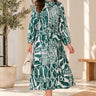 Love Sunshine Emerald Green Abstract Print Tie Waist Midi Dress auto-20 Brunch Dress Dress with Pockets Dresses Everyday Dress Garden Party Dress Going Out Dress Holiday Dress Long Sleeve Dress LS-2258 Summer Dress Tea Dress Wedding Guest Dress