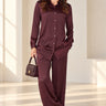 Love Sunshine Burgundy Layered Satin Shirt & Wide Leg Trouser Co-Ord Set Co ord sets LS-5002 LS-5002&9057 LS-9057