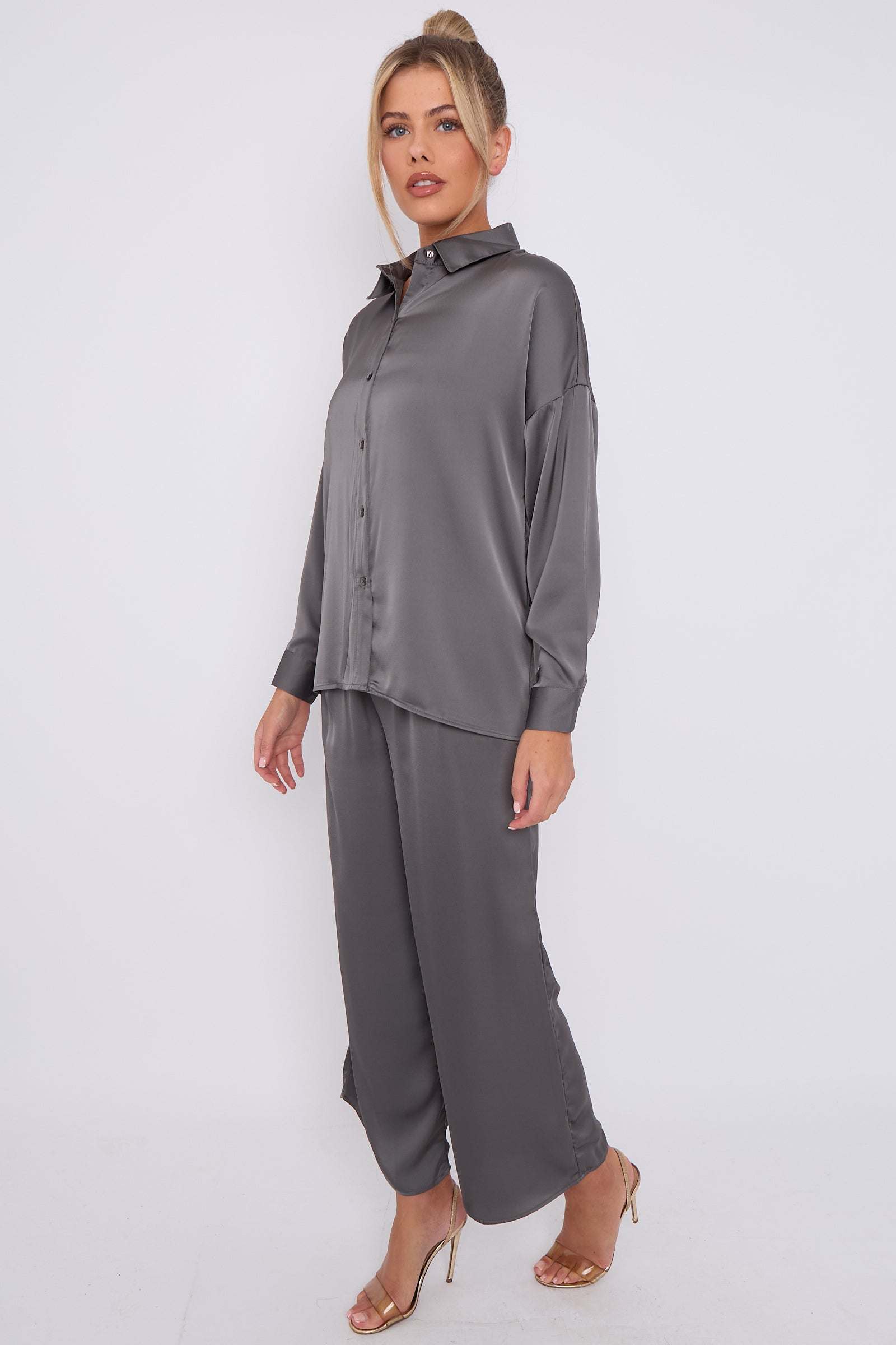 Love Sunshine Grey Brushed Satin Trousers LS-2163-2