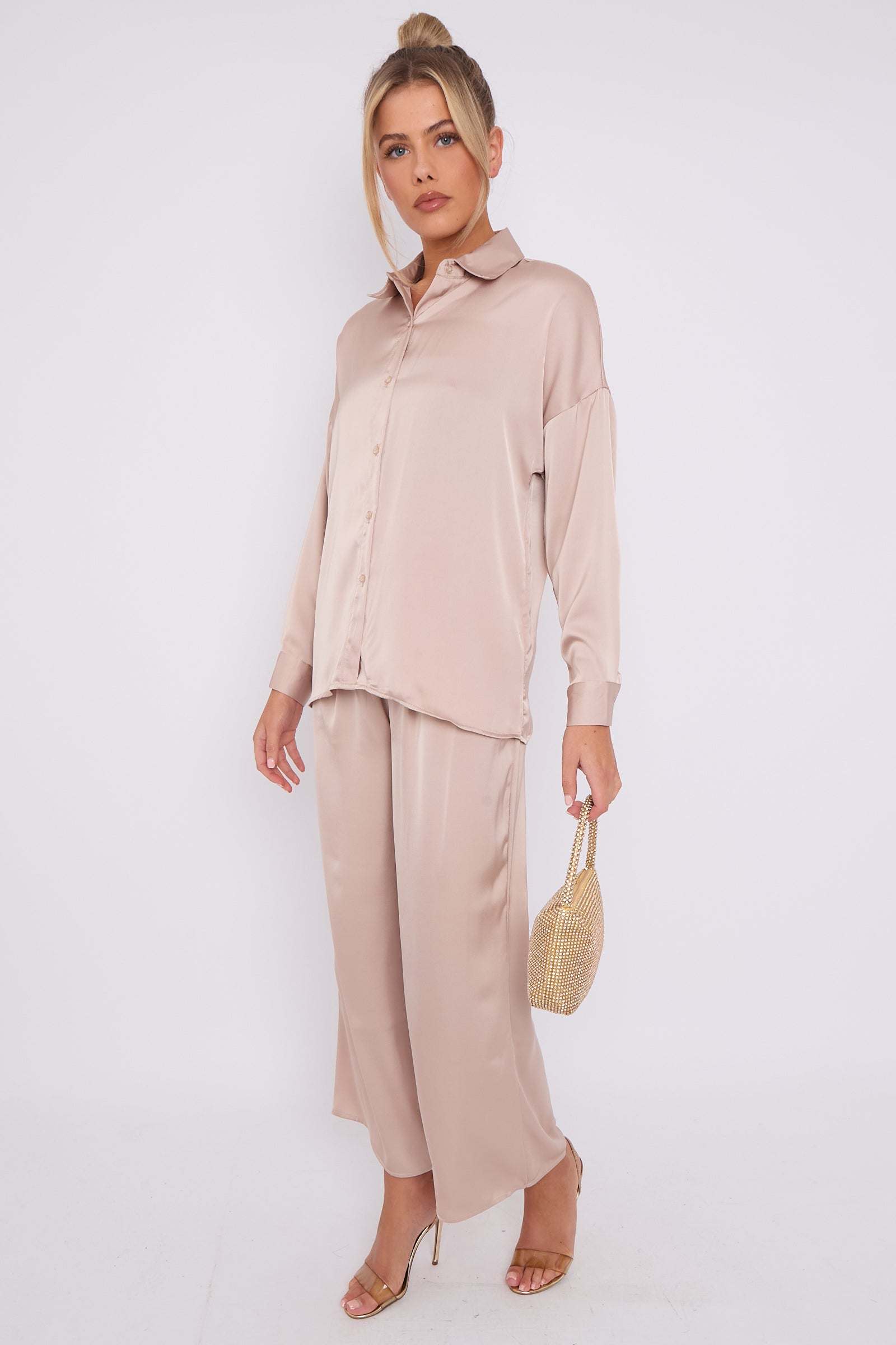 Love Sunshine Champagne Brushed Satin Shirt LS-2268