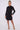 Love Sunshine Black Belted Layer Satin Mini Shirt Dress Brunch Dress Casual Dress Dress with Pockets Everyday Dress Long Sleeve Dress LS-5026 Workwear Dress