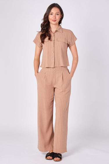 Beige Pinstripe Shirt and Trousers set
