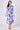 Blue floral print tie front midi shirt dress front view without bag