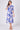 Blue floral print tie front midi shirt dress angled front view