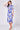 Blue floral print midi shirt dress side view