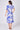 Blue floral print midi shirt dress back view