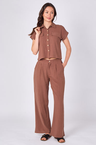 Brown Pinstripe Shirt and Trousers set