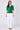 Green satin tie front short sleeve top front view