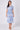 Blue paisley print midi shirt dress front view