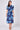 Navy blue floral print tie front midi shirt dress front view without bag