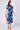 Navy blue floral print midi shirt dress side view