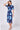 Navy blue floral print tie front midi shirt dress waist detail