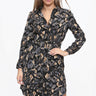 Love Sunshine Gold and Black Print Mini Shirt Dress Brunch Dress Casual Dress Dress with Pockets Everyday Dress Leopard Print Dress Long Sleeve Dress LS-5026 Workwear Dress