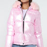 Love Sunshine Metalic Pink Puffer Jacket with Faux Fur on Hood LS-9030