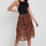 Love Sunshine Rust Zebra Printed Gold Striped Tiered Midi Skirt LS-2148 skirts
