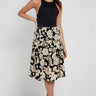 Love Sunshine Black Floral Printed Tiered Midi Skirt LS-2148 skirts