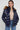 Love Sunshine Wet Look Padded Jacket with Faux Fur Hood in Shiny Navy LS-6042