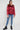 Love Sunshine Red Nylon Textured Velvet Block Belted Puffer Jacket LS-2014