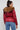 Love Sunshine Red Nylon Textured Velvet Block Belted Puffer Jacket LS-2014
