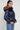 Love Sunshine Blue Nylon Textured Velvet Block Belted Puffer Jacket LS-2014