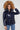 Love Sunshine Shiny Navy Puffer Coat with Detachable Faux Fur Hood LS-8101