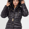 Love Sunshine Black Nylon Puffer Jacket with Faux fur on Hood LS-9027