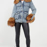Love Sunshine Faux Fur Cuff and Collar Padded Belted Denim Jacket LS-2015