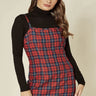 Love Sunshine Red & Navy Tartan Cami Mini Dress LS-9133
