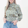 Love Sunshine Green Leopard Print Shirred Waist Satin Cropped Top Brunch Casual Everyday Garden Party LS-9088 Workwear
