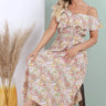 Love Sunshine White Ditsy Floral Printed Asymmetric Strap Midi Dress 2112