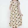 Love Sunshine Cream Floral Printed Wrap Midi Dress LS-2118