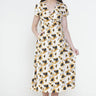 Love Sunshine Cream Floral Printed Wrap Midi Dress LS-2118