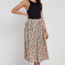 Love Sunshine Rose Floral Printed Side Slit Pleated Midi Skirt LS-2145 skirts