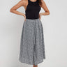 Love Sunshine Black Ditsy Printed Side Slit Pleated Midi Skirt LS-2145 skirts