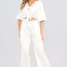 Love Sunshine White Brushed Satin Co-ord Trousers Set Co ord sets LS-2163