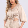 Love Sunshine Beige Brushed Satin Cropped Top LS-2163