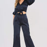 Love Sunshine Navy Brushed Satin Co-ord Trousers Set Co ord sets LS-2163