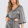 Love Sunshine Grey Brushed Satin Cropped Top LS-2163