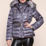 Love Sunshine Grey Puffer Jacket with Faux fur on Hood LS-9027