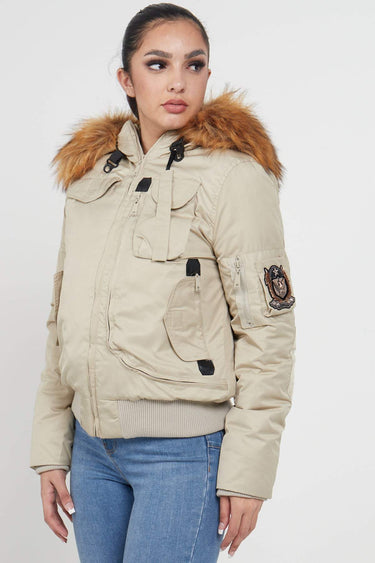 Love Sunshine Beige Bomber Para Jacket LS-2009