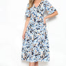 Love Sunshine Blue Camelflage Printed Frilled Detail Midi Dress LS-2235