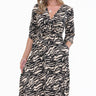 Love Sunshine Camel Zebra Printed Wrapped Midi Dress LS-2258
